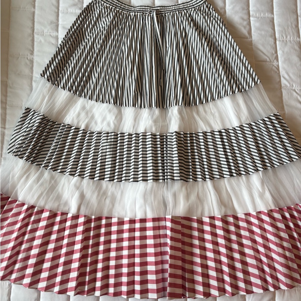 Club Monaco Navy, White, and Red Maxi Skirt